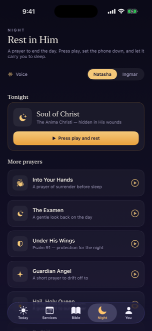 True Sunday — night prayers, with a choice of voice